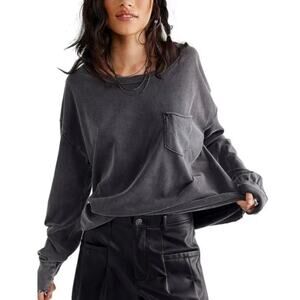 Free People Fade Into You Pocket Tee Long Sleeve, XS Oversized